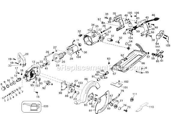Page A Diagram and Parts List for 2700 Type 1 Black and Decker Circular Saw